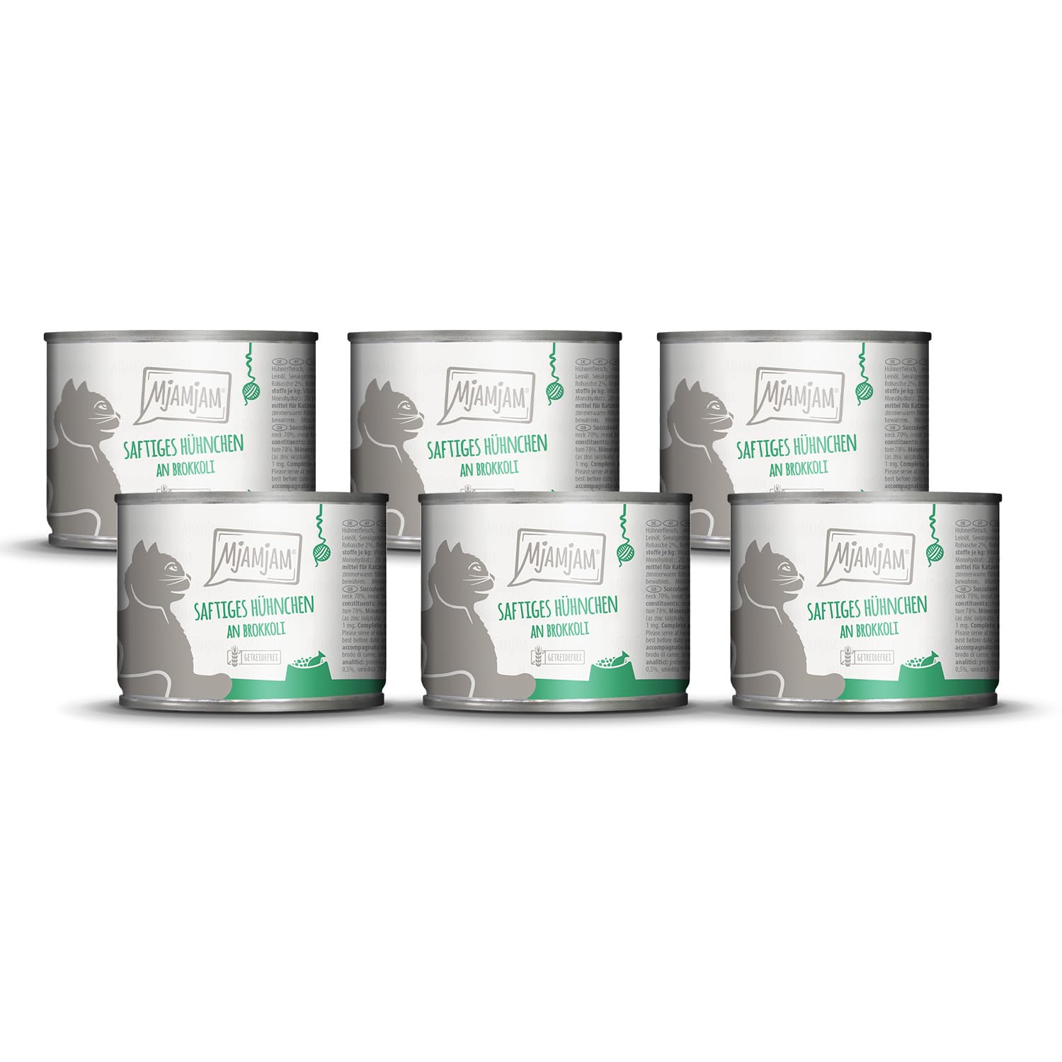 MjAMjAM - Premium Nassfutter für Katzen - saftiges Huhn an leckeren Möhrchen, 6er Pack (6 x 400 g), getreidefrei mit extra viel Fleisch
