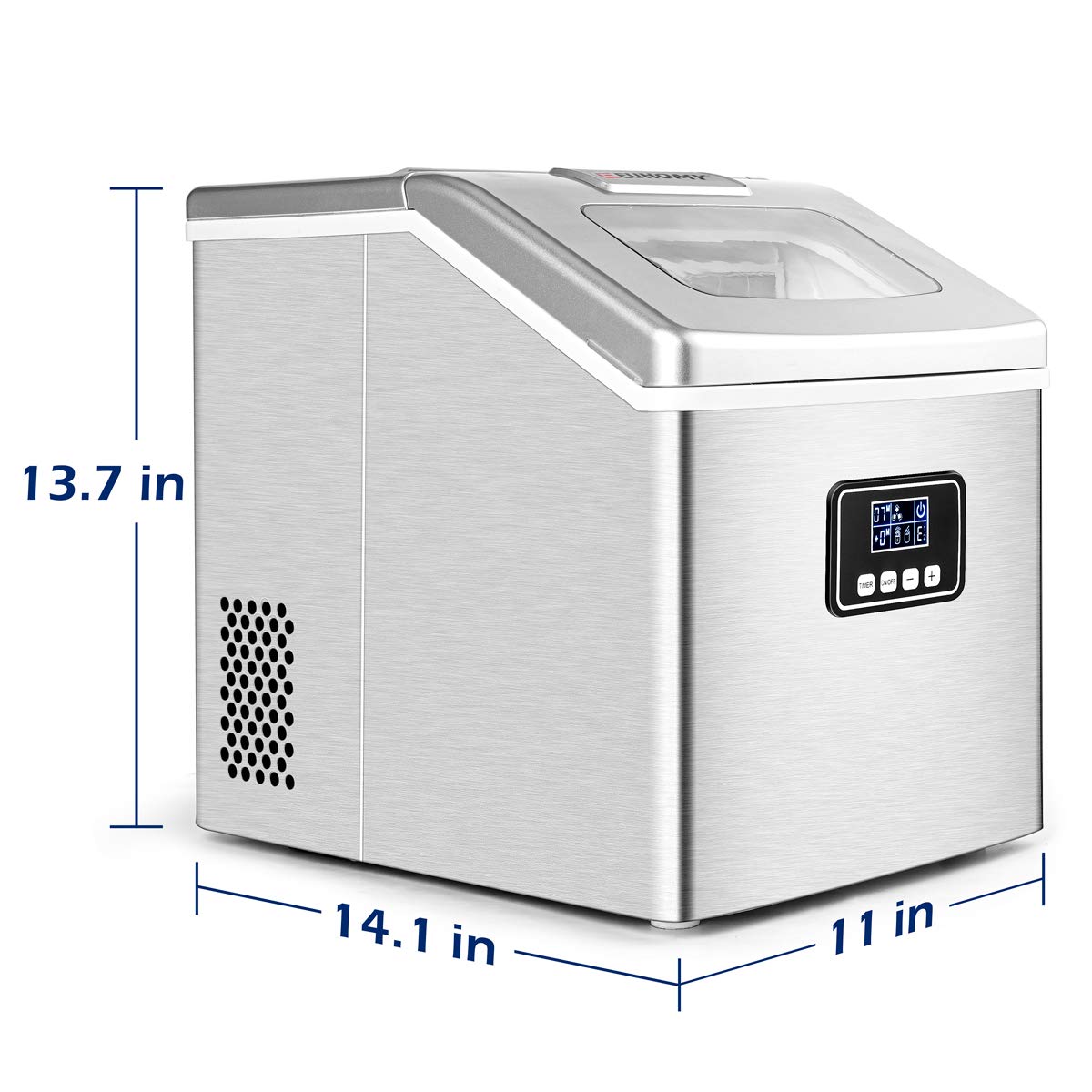 EUHOMY Nugget Ice Maker Countertop, Ready in 7 Mins, 35Lbs/24H Pebble Ice Maker Machine, Self-Cleaning Countertop Sonic Ice Makers with Ice Scoop&Basket, Pellet Ice Maker for Home, Stainless Steel