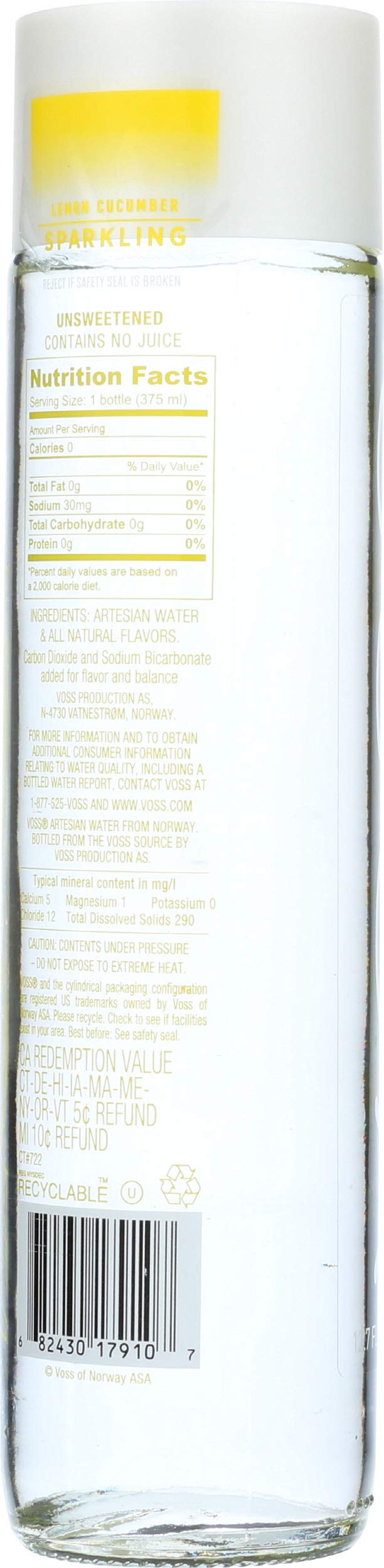 Voss Artesische Lime Mint Sparkling nach Honig Wasser (375 ml) Glas Flasche – 12 Pack