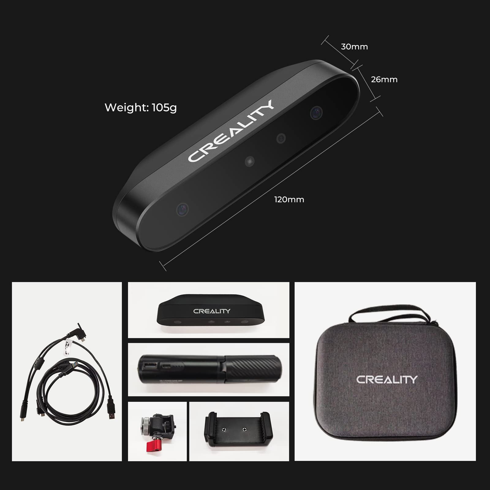 Creality 3D Scanner CR-Scan Ferret Pro for 3D Printing, Upgrade Handheld Scanner with Wireless Scanning Anti-Shake Tracking, Fast Full-Color Scan, 0.1mm Accuracy for iOS/Android Phone PC Win 10/11