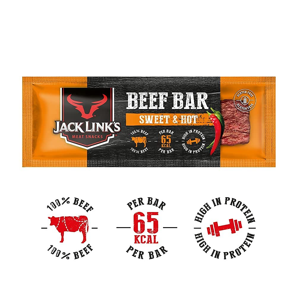 Jack Links Protein Riegel Beef Original – 30er Pack (30 x 22,5 g) – Low Carb Proteinriegel - Eiweißriegel - Protein Bar - Energieriegel - Snack für unterwegs und im Gym, Fitness - High Protein Snack
