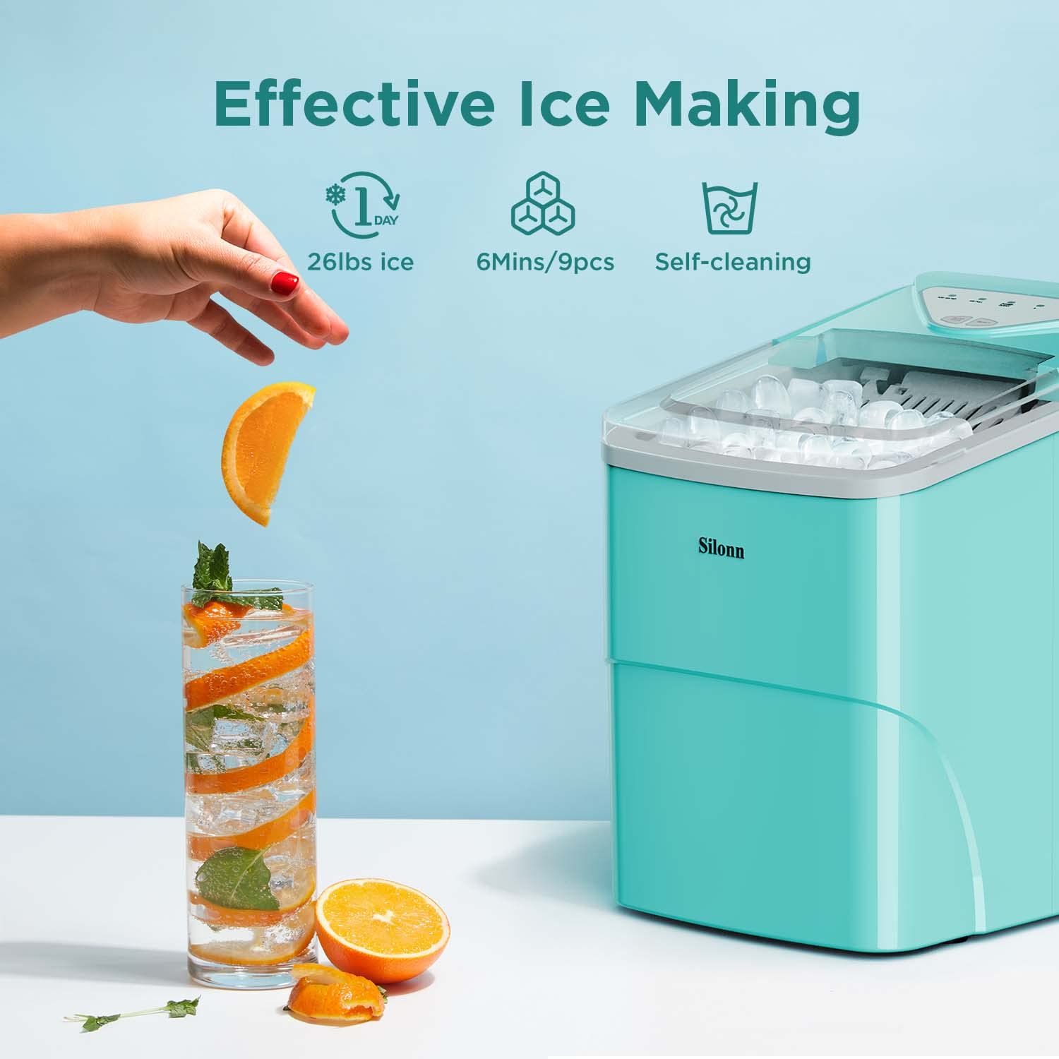 Nugget Ice Maker Countertop, Silonn Chewable Pellet Ice Machine with Self-Cleanin Function, 36lbs/24H Portable Ice Makers for Home Kitchen Officce, Black
