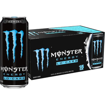 Monster Energy, Lo-Carb Monster, Low Carb Energy Drink, 16 Ounce | Pack of 15