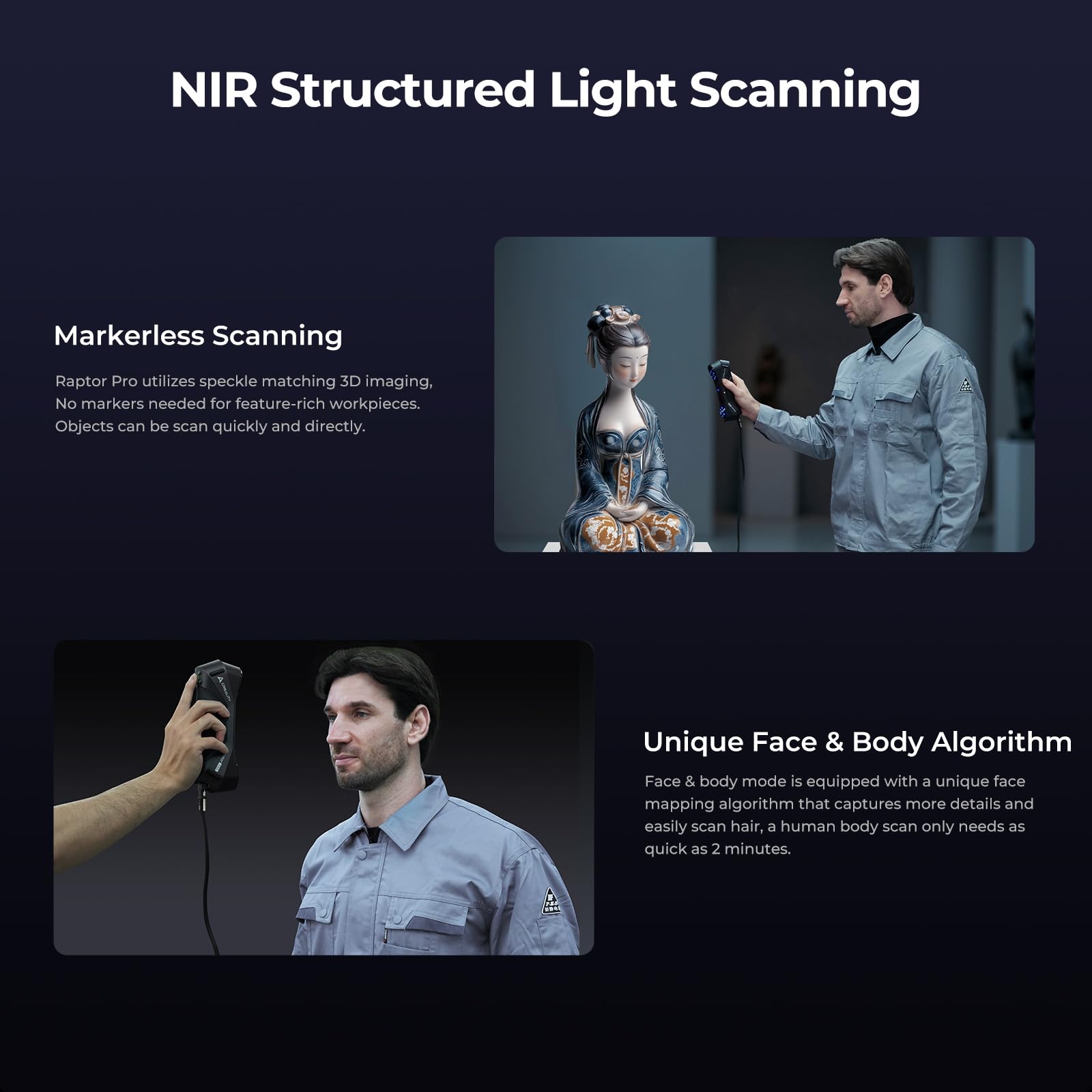 3D Scanner Creality Ferret Pro 0.1mm Accuracy Handheld Scanner with Wireless Scanning Anti-Shake Tracking Fast Full-Color Scan for iOS/Android Phone PC Win 10/11