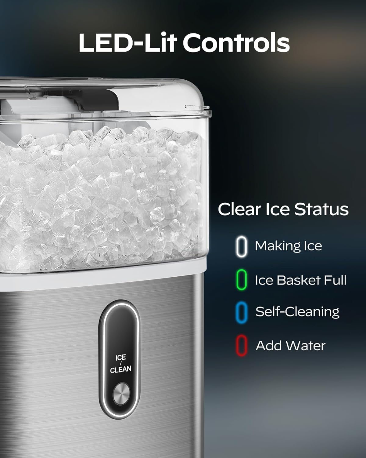 Silonn Ice Maker Countertop, Portable Ice Machine with Carry Handle, Self-Cleaning Ice Makers with Basket and Scoop, 9 Cubes in 6 Mins, 26 lbs per Day, Ideal for Home, Kitchen, Camping, RV