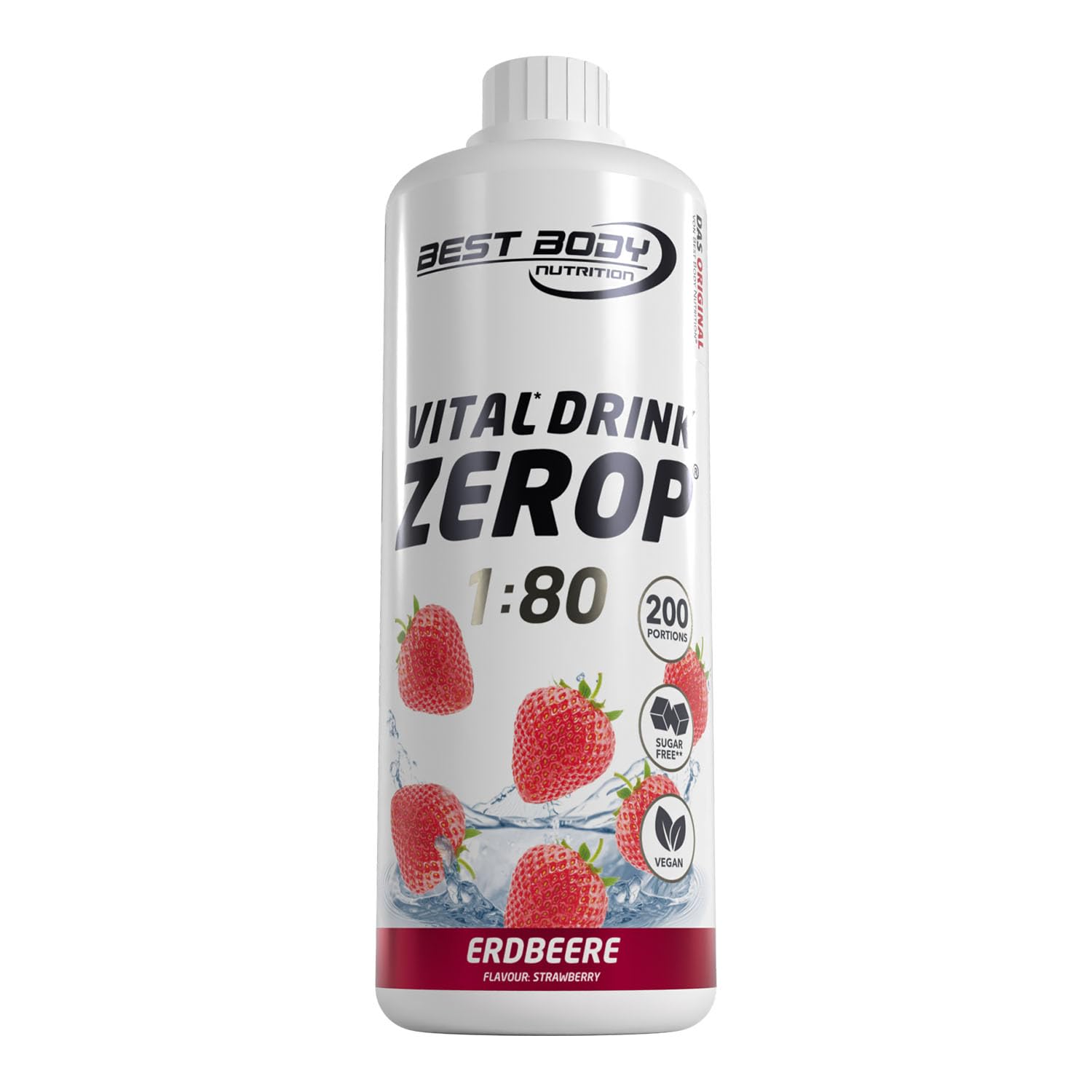 Best Body Nutrition ZEROP Vital Zuckerfreies Getränkekonzentrat Sirup Kirsche Ohne Aspartam 1 L ergibt 80 L Getränk Fitness Drink mit Vitaminen B1 B6 Niacin Kalorienarm Wassersprudler