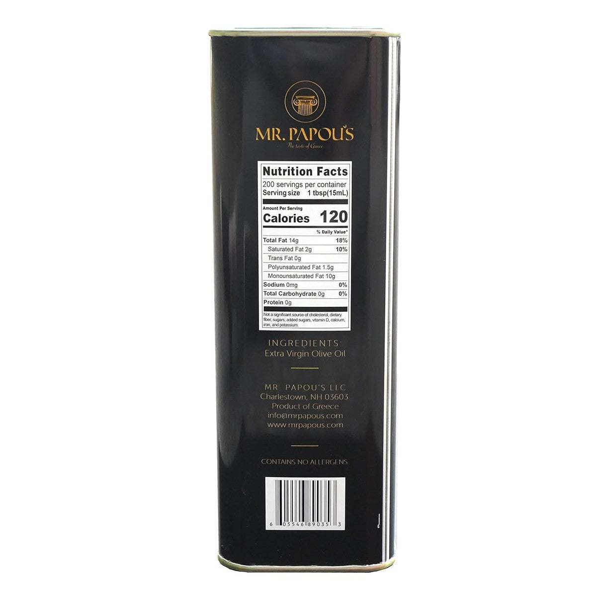 Mr. Papou's | Extra Virgin Olive Oil | First Cold Pressed | Family Owned | Harvested in Greece | 3 Liter - 101.4 fl oz (3 Liter)