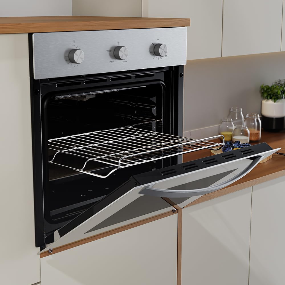 Empava 24 inch Electric Single Wall Oven, 2.5 Cu.ft.. Stainless Steel Built in Wall Oven with Basic Broil Bake Functions, Mechanical Knobs Control, 24WOE40L