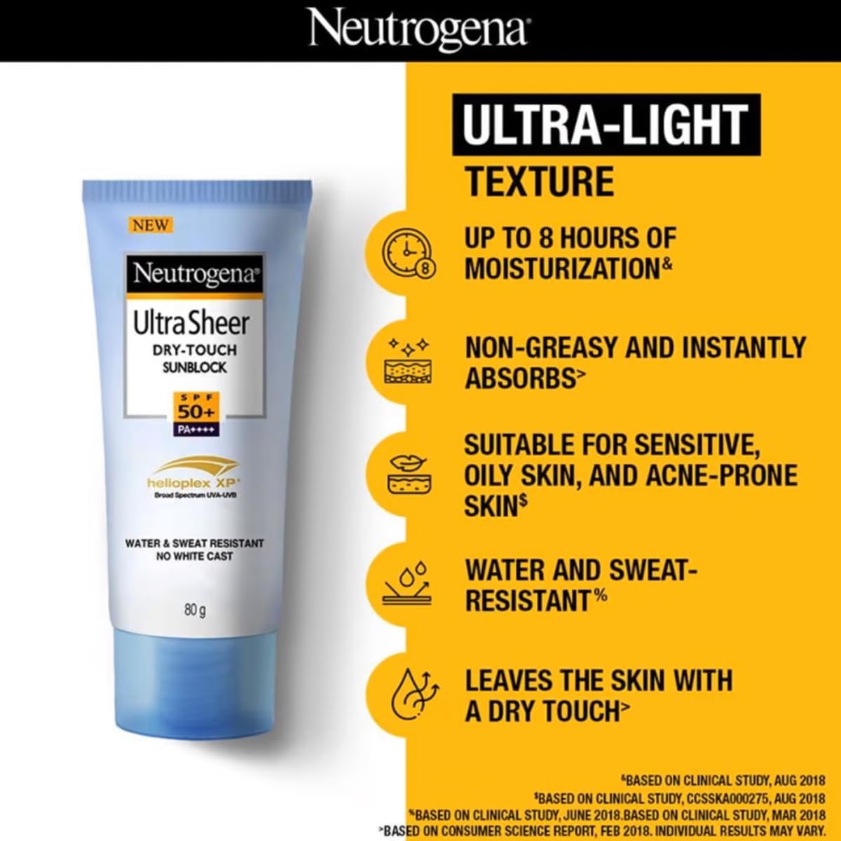Neutrogena Ultra Sheer Dry Touch Sunblock SPF 50+ Sunscreen (White,80 g))