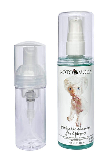 Probiotisches Shampoo für Sphynx-Katzen, sanfter parfümfreier Reiniger für haarlose und kurzhaarige Rassen, pH-balancierte Pflegeformel für empfindliche Haut, 120 ml / 4,06 FL oz