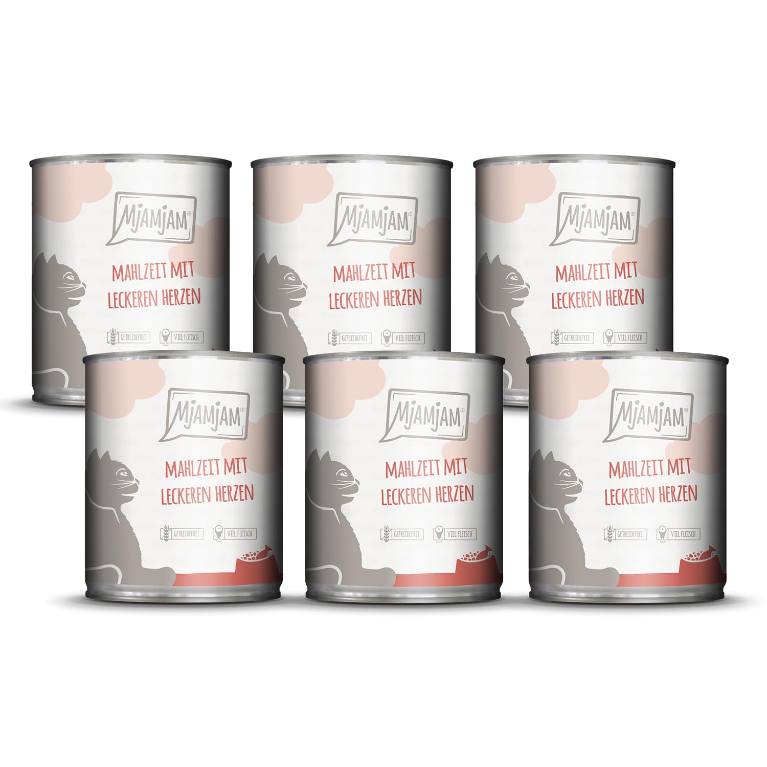 MjAMjAM - Premium Nassfutter für Katzen - saftiges Huhn an leckeren Möhrchen, 6er Pack (6 x 400 g), getreidefrei mit extra viel Fleisch