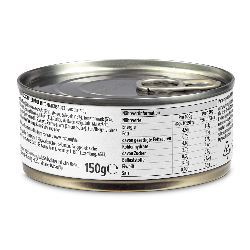 by Amazon Thunfischstücke in eigenem Saft und Aufguss, 145g (1er-Pack)