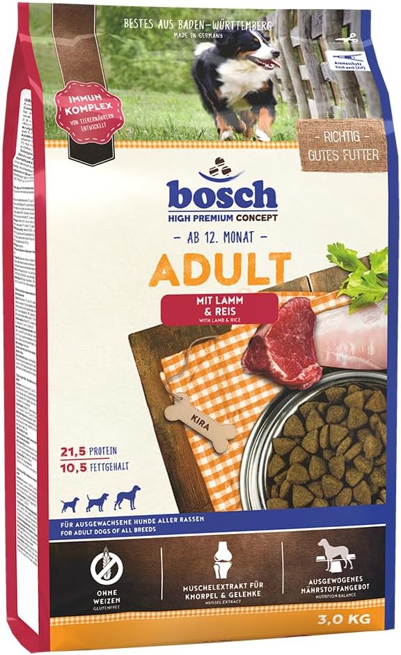 bosch HPC Adult mit Lamm & Reis | Hundetrockenfutter für ausgewachsene Hunde aller Rassen | 1 x 15 kg