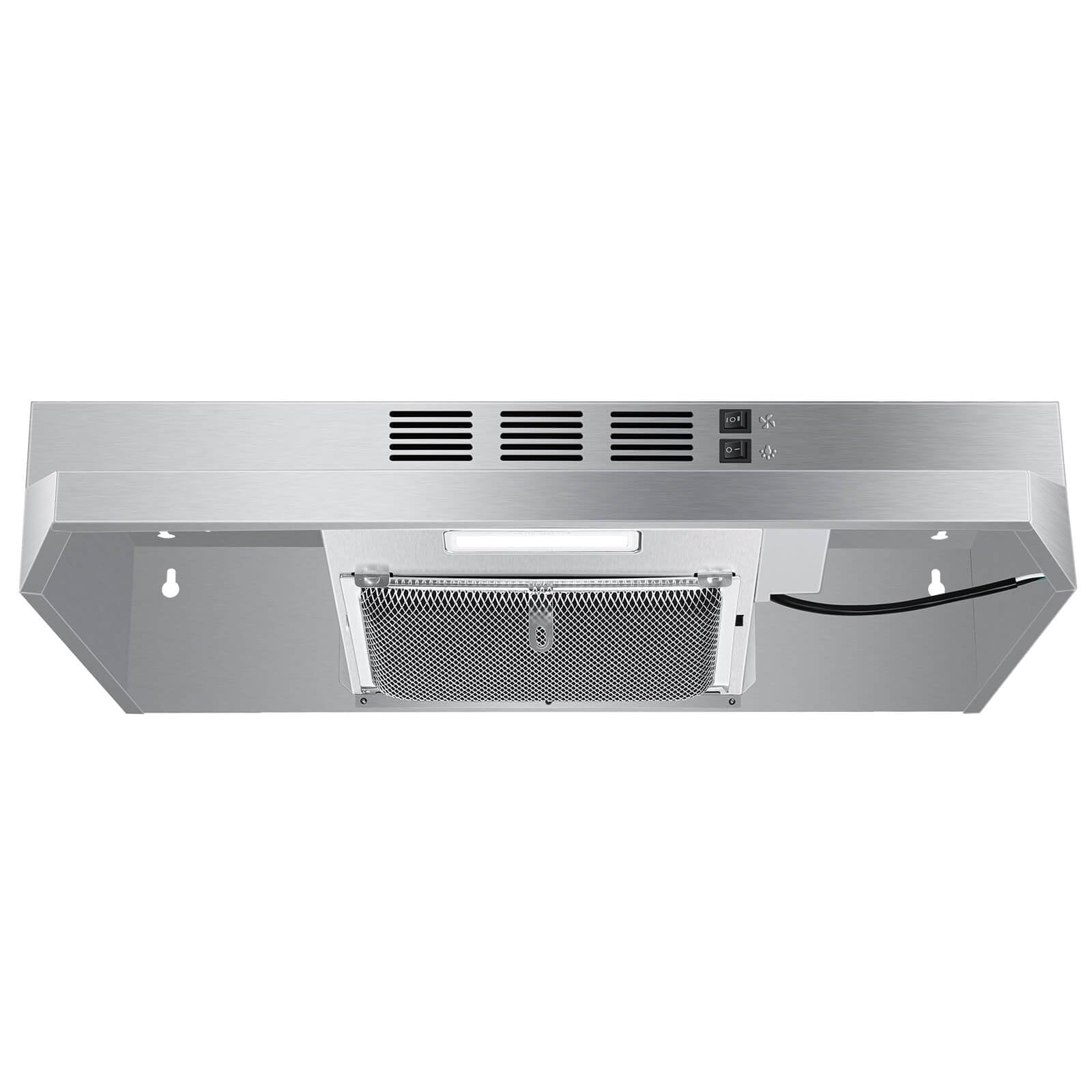 SNDOAS Range Hood 30 inch Under Cabinet, Ducted/Ductless Convertible Kitchen Hood, Stainless Steel Vent Hood with LED Light,Under Cabinet Hood with 2 Speed Exhaust Fan,Black