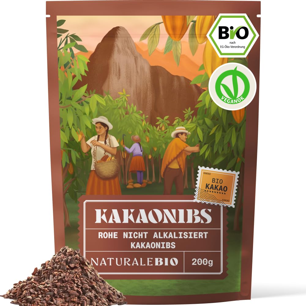 NaturaleBio Kakao Pulver Bio 1kg. Organic Cacao Pulver, Roh & Ungesüßt, Ideal für Getränke, Smoothies & Backen, Reich an Magnesium & Phosphor, Geprüft auf Schwermetalle