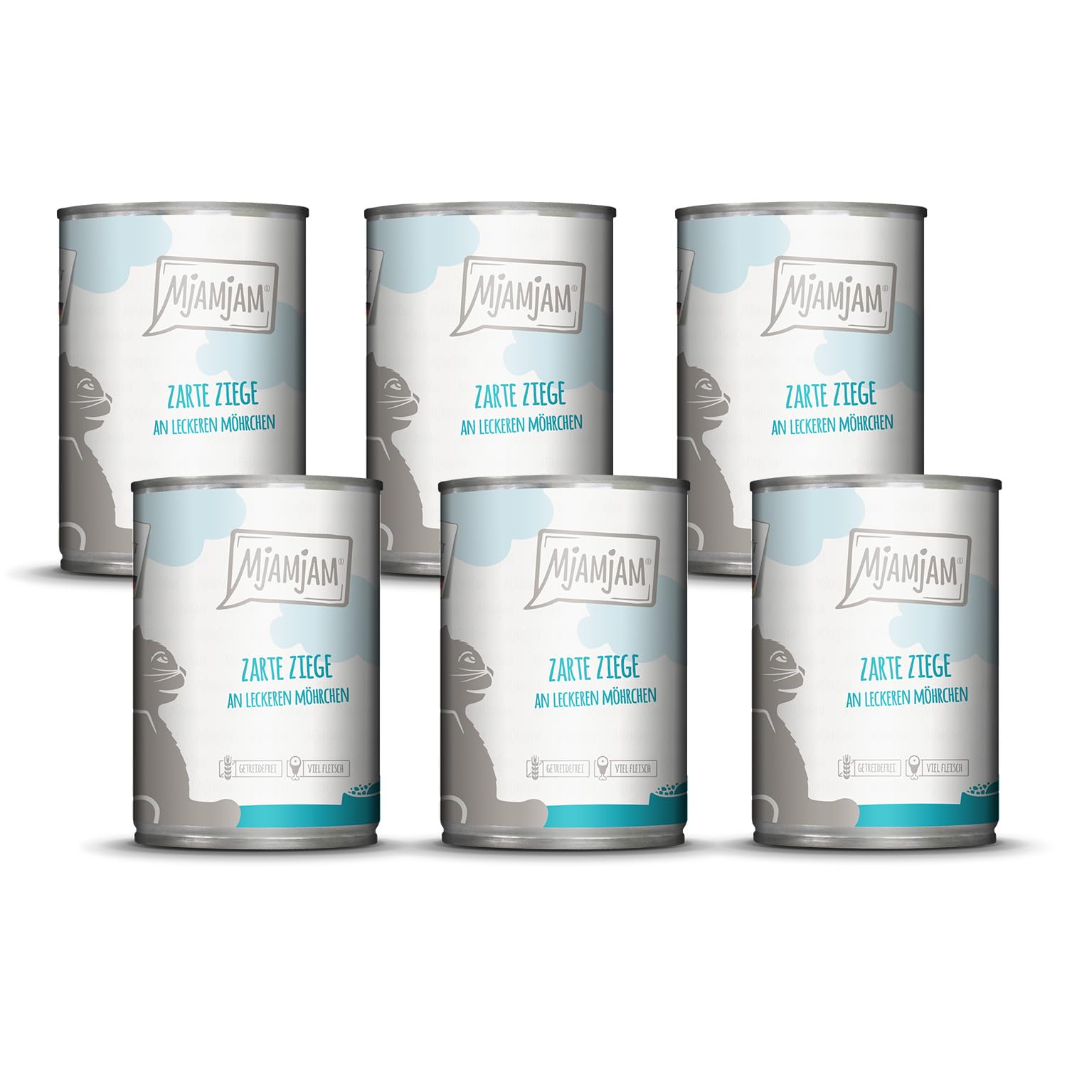 MjAMjAM - Premium Nassfutter für Katzen - saftiges Huhn an leckeren Möhrchen, 6er Pack (6 x 400 g), getreidefrei mit extra viel Fleisch