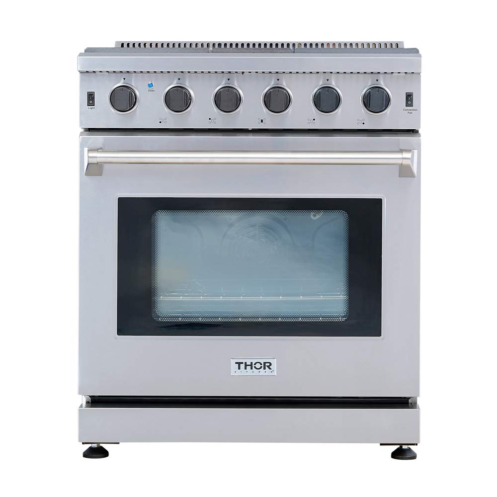 THOR Kitchen Freestanding Professional 30-Inch Gas Range in Stainless Steel - Model LRG3001U