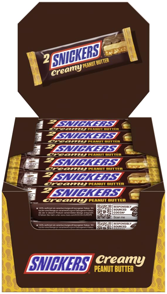 Snickers Creamy Peanut Butter, Schokolade Großpackung, Milchschokolade, Doppelriegel, 24 x 36,5g