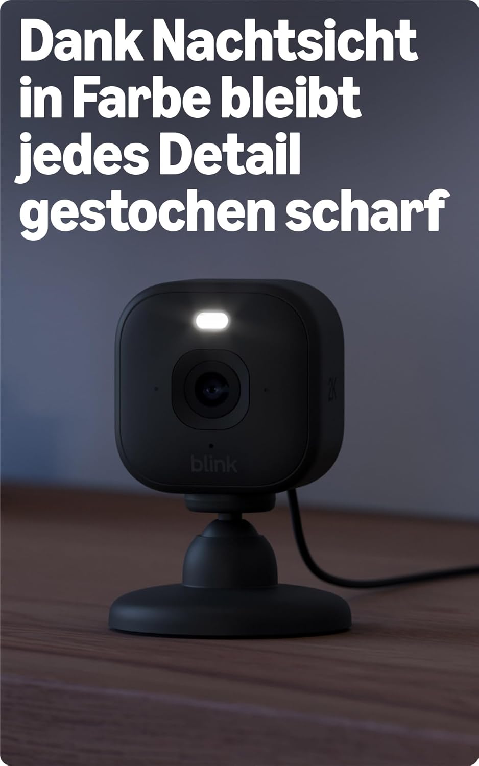 Blink Mini 2K+ (neueste Generation) Überwachungskamera für den Innenbereich| Sicherheitskamera mit Netzstecker für zuhause | 2K-Videoauflösung, 4-fach-Zoom, Nachtsicht in Farbe | 1 Kamera – Schwarz