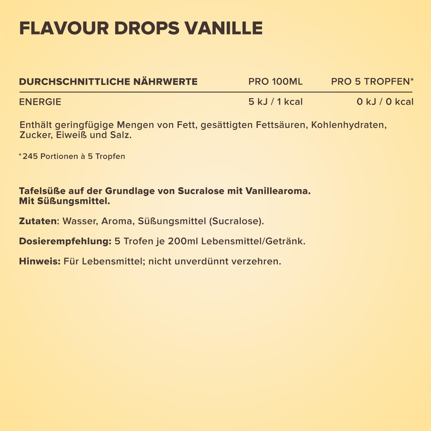 IronMaxx Flavour Drops - Vanilla 50ml | kalorienfrei & zuckerfrei | vegane Aromatropfen zum süßen von Lebensmitteln | praktischer Tropfer-Verschluss