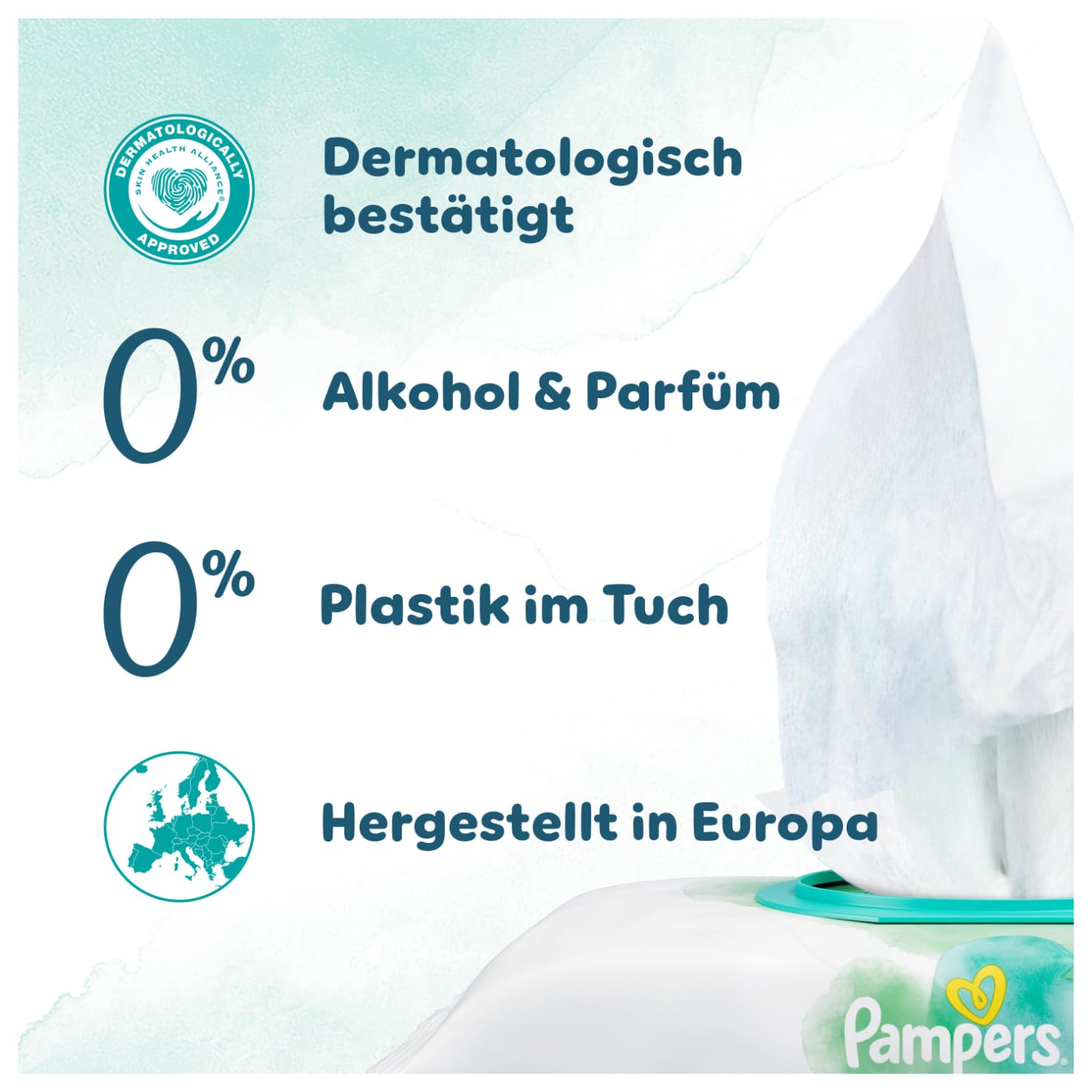 Pampers Harmonie Aqua Feuchttücher 24 Packungen mit jeweils 48 Feuchttüchern, 1152 Feuchttücher, die helfen, den natürlichen pH-Wert der Haut wiederherzustellen, leichte Lotion mit 99 Prozent Wasser