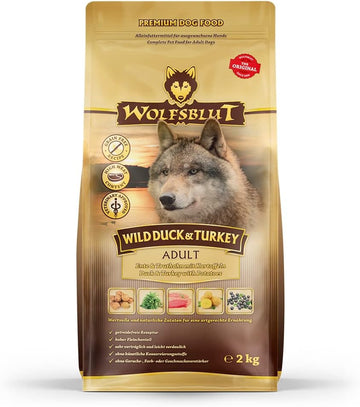 WOLFSBLUT – Wild Duck Adult | Trockenfutter mit natürlichen Zutaten und Superfoods für ausgewachsene Hunde. Getreidefreies Alleinfutter ohne Zusatzstoffe im Beutel | 12,5kg Ente