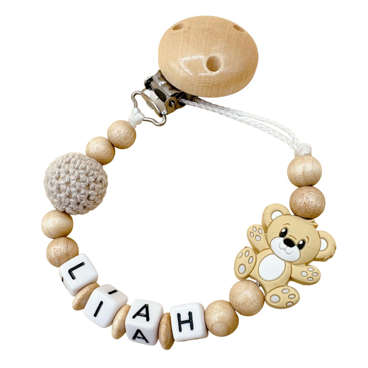 Schnullerband mit Namen für Mädchen & Jungen personalisierte Baby Geschenke (Reh Rosa)
