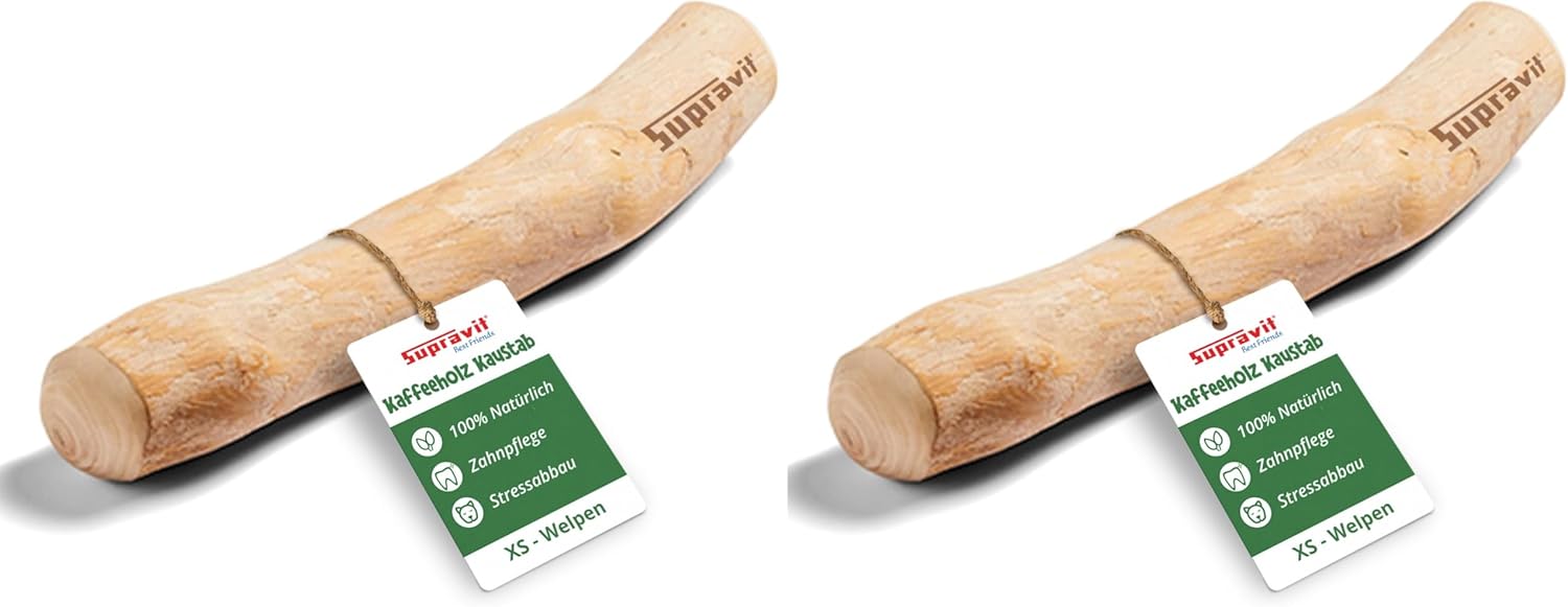 Supravit Natürlicher Kauknochen aus Kaffeeholz für Welpen XS | Mehr als EIN Holzstäbchen - spannendes Welpen Kauspielzeug & langanhaltende Beschäftigung | Kaustab Kauholz