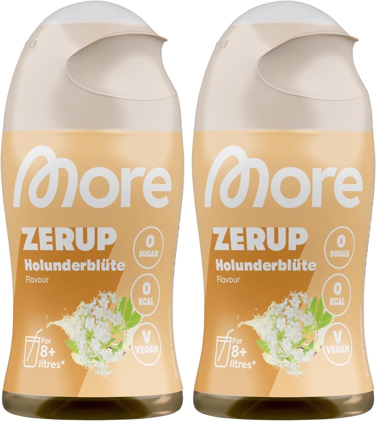 MORE Zerup, Peach Iced Tea, 65 ml, für bis zu 8 l Fertiggetränk, zuckerfreier Sirup mit u.a. echten Fruchtextrakten, vegan, zero Kalorien - made in Germany