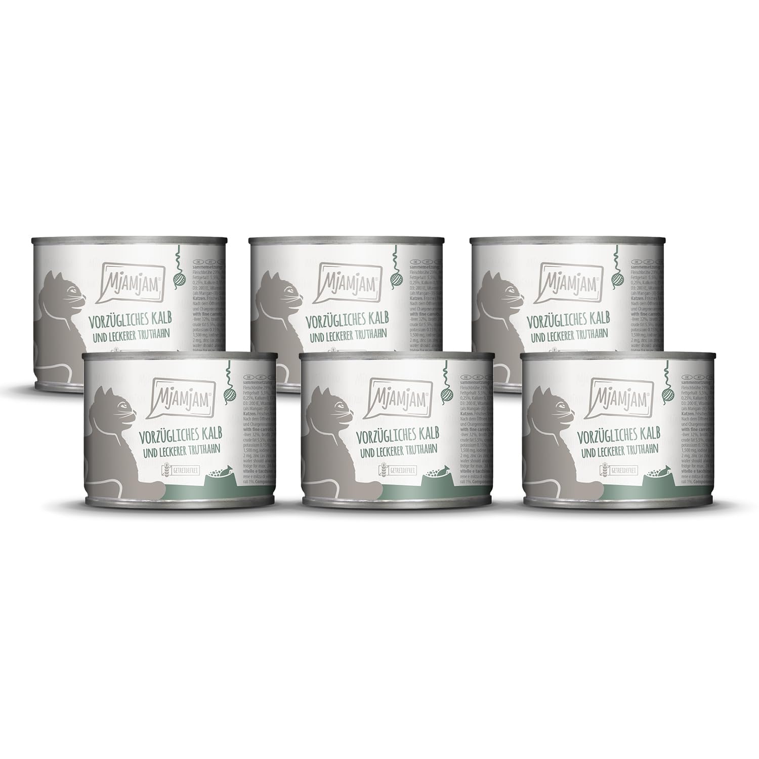 MjAMjAM - Premium Nassfutter für Katzen - saftiges Huhn an leckeren Möhrchen, 6er Pack (6 x 400 g), getreidefrei mit extra viel Fleisch