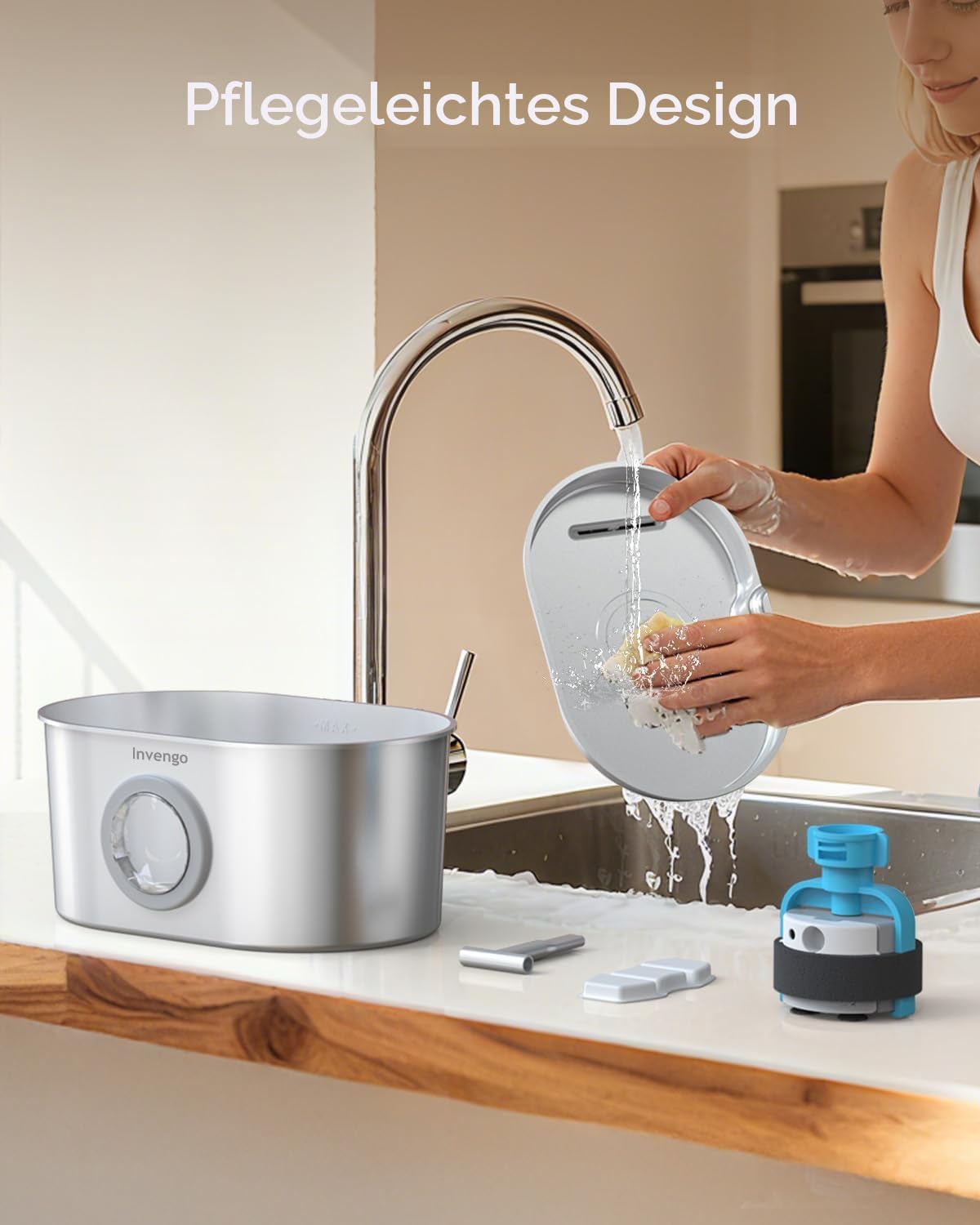 Invengo MeowFlow B30 Trinkbrunnen für Katzen, 2,2L Edelstahl-Haustierbrunnen mit sichtbarem Wasserfenster, einfach zu reinigen und installieren, inkl. 4 Ersatzfilter, spritzwassergeschütztes Design