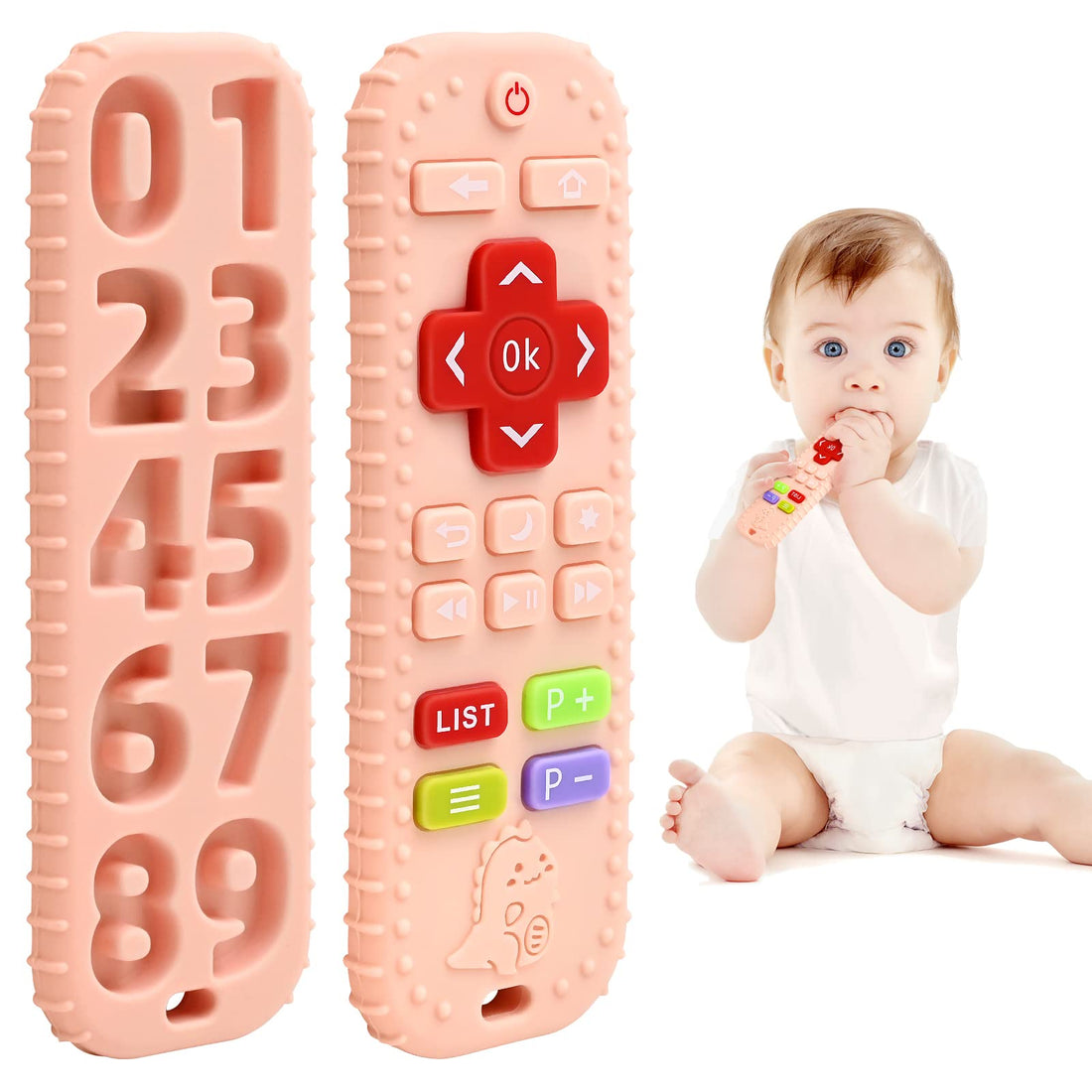 Zahnen Beißringe Spielzeug für Babys 3-6-12 Monate Geschenke, Fernbedienung Baby Zahnungshilfe für 7 8 9 Monate Kleinkind Autismus, Lebensmittelqualität Silikon Badespielzeug, Schwarz