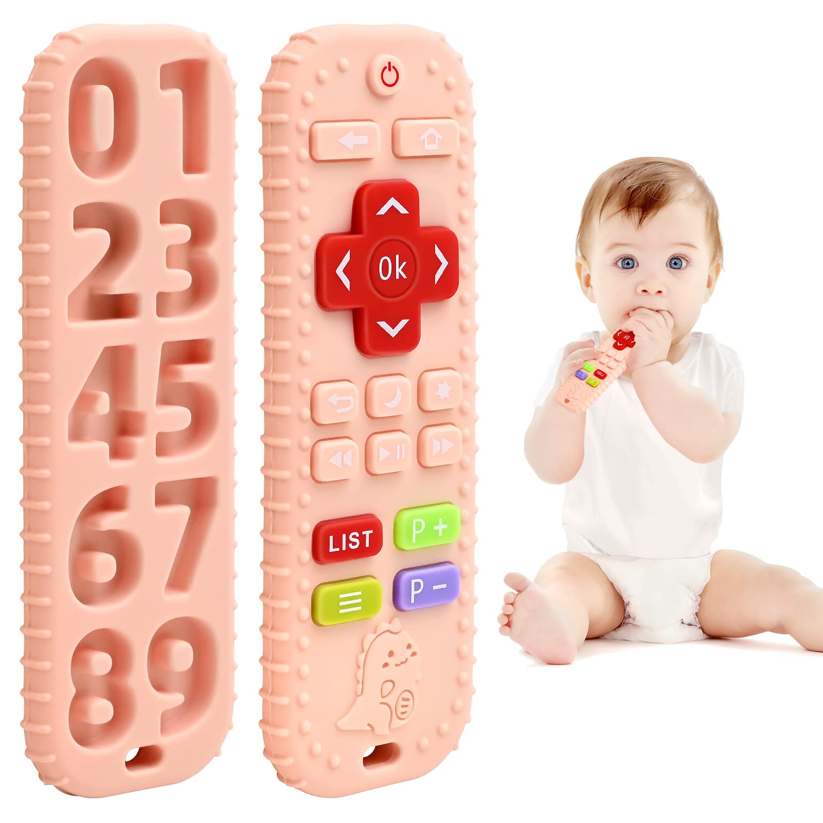 Zahnen Beißringe Spielzeug für Babys 3-6-12 Monate Geschenke, Fernbedienung Baby Zahnungshilfe für 7 8 9 Monate Kleinkind Autismus, Lebensmittelqualität Silikon Badespielzeug, Schwarz