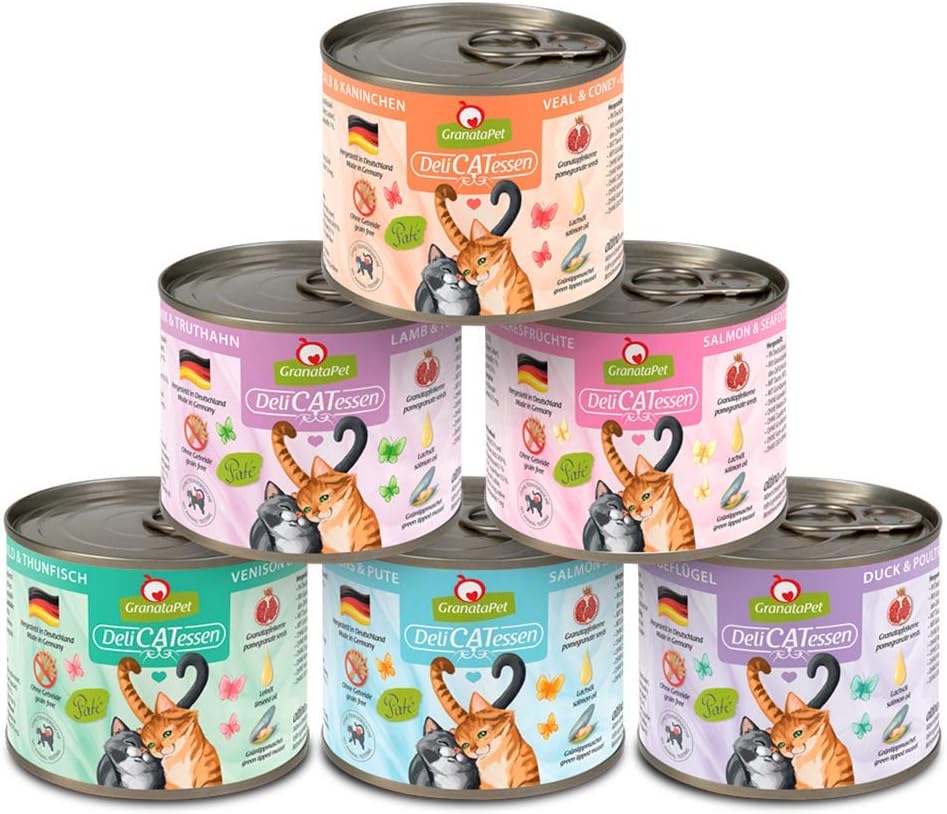 GranataPet DeliCatessen Huhn PUR, Nassfutter für Katzen, Futter ohne Getreide & ohne Zuckerzusätze, Katzenfutter mit hohem Fleischanteil & hochwertigen Ölen, 6 x 400 g