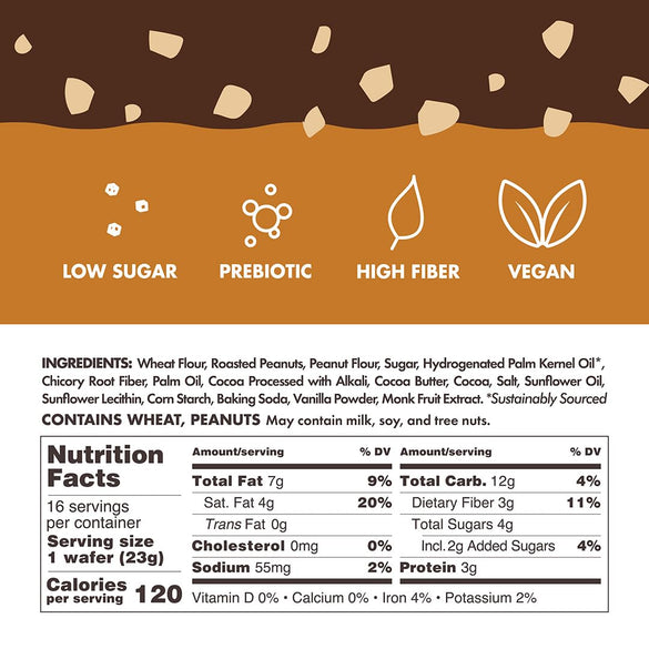 Rip Van Keto Wafer Cookies - Healthy Snacks - Non GMO Snack - Keto Snacks - Low Carb, Low Sugar (2g), Low Calorie and Vegan Snack - 16 Count (Dark Chocolate Peanut Butter)