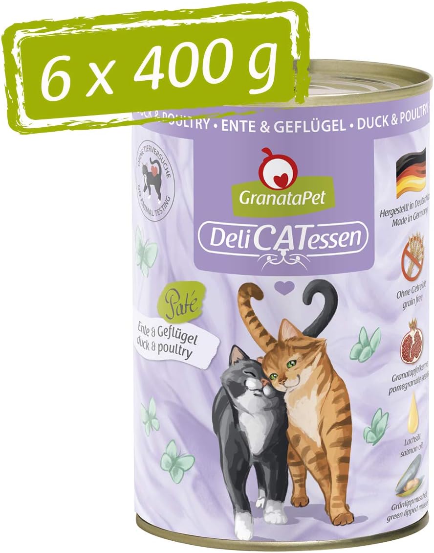 GranataPet DeliCatessen Huhn PUR, Nassfutter für Katzen, Futter ohne Getreide & ohne Zuckerzusätze, Katzenfutter mit hohem Fleischanteil & hochwertigen Ölen, 6 x 400 g