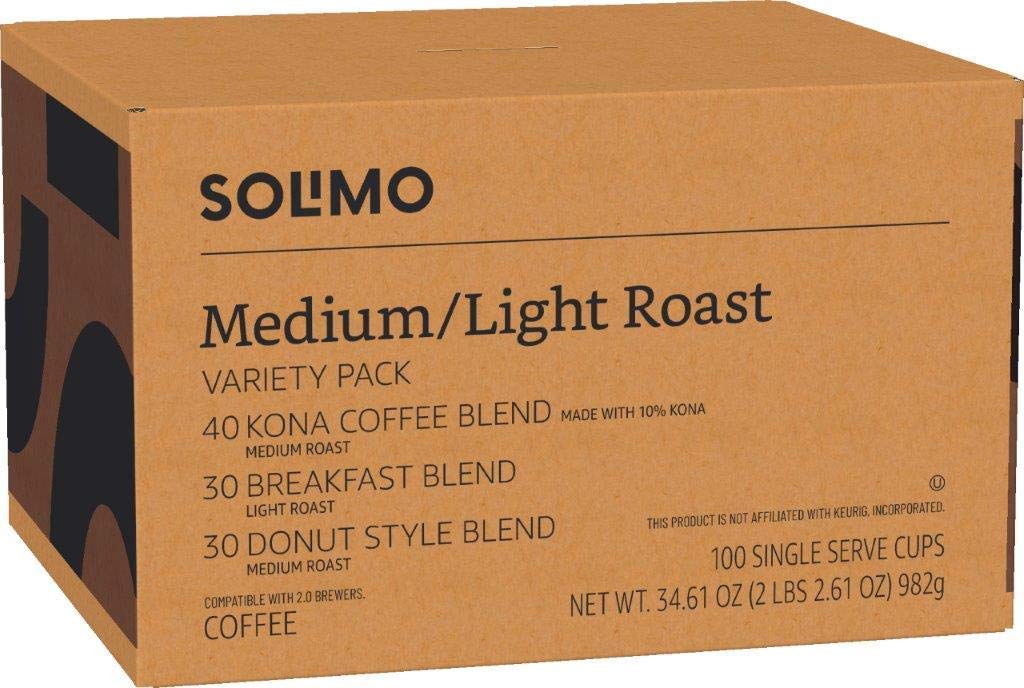 Amazon Brand - Solimo Dark Roast Coffee Pods, Compatible with Keurig 2.0 K-Cup Brewers, 100 Count (Pack of 1)