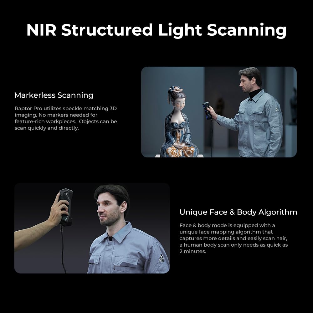 Creality 3D Scanner Raptor Pro and Scan Bridge Wireless Scanning, 3D Scanner for 3D Printing, High Precision 0.02mm, 60FPS Scanning Speed, 22+7 Blue Laser Lines