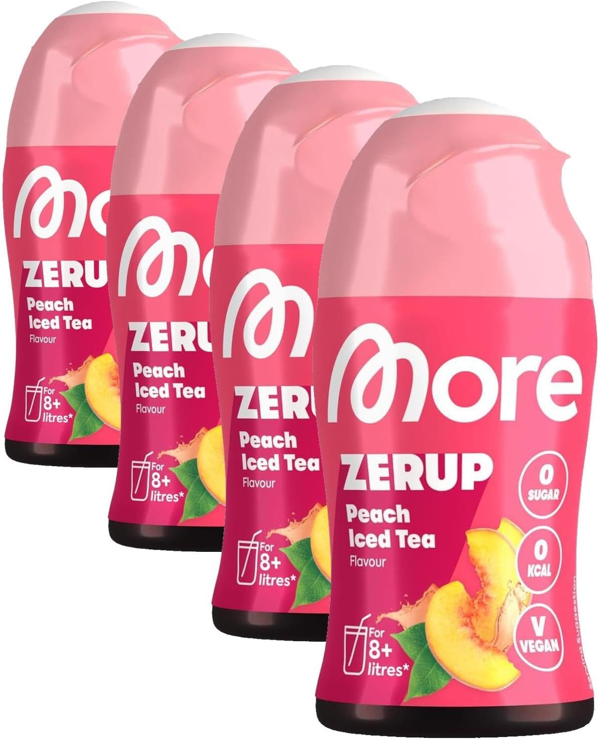 MORE Zerup, Peach Iced Tea, 65 ml, für bis zu 8 l Fertiggetränk, zuckerfreier Sirup mit u.a. echten Fruchtextrakten, vegan, zero Kalorien - made in Germany