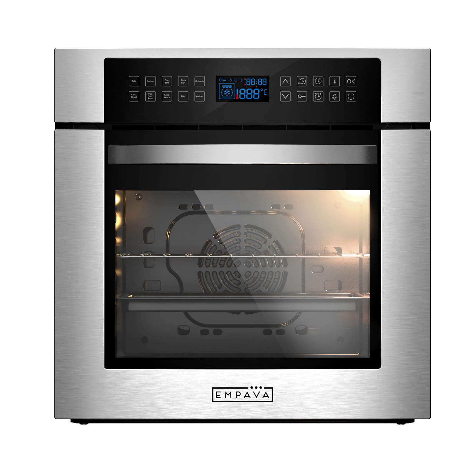 Empava 24 inch Electric Single Wall Oven, 2.5 Cu.ft.. Stainless Steel Built in Wall Oven with Basic Broil Bake Functions, Mechanical Knobs Control, 24WOE40L