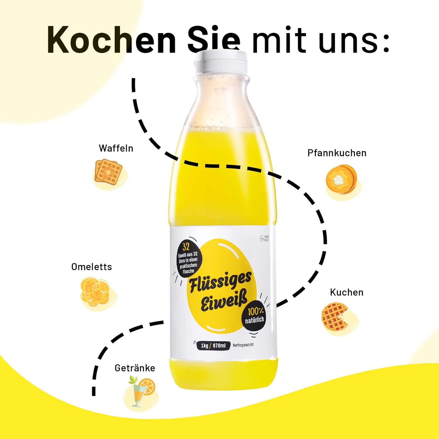 100% Flüssiges eiweiß, Eiklar-flüssig, Hochwertiges Hühnereiweiß für eine eiweißreiche Ernährung (5820ml (6x1kg))