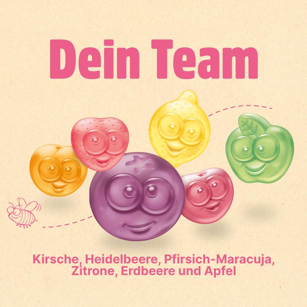 nimm2 Lachgummi Happies – 1 x 325 g – Fruchtgummis mit Fruchtsaft und Vitaminen – Süßigkeit in sechs Geschmacksrichtungen