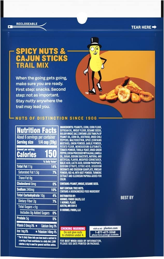 PLANTERS Tropical Fruit & Nut Trail Mix - Mixed Nuts Trail Mix Snack Packs, 6 oz Bags (Pack of 12)