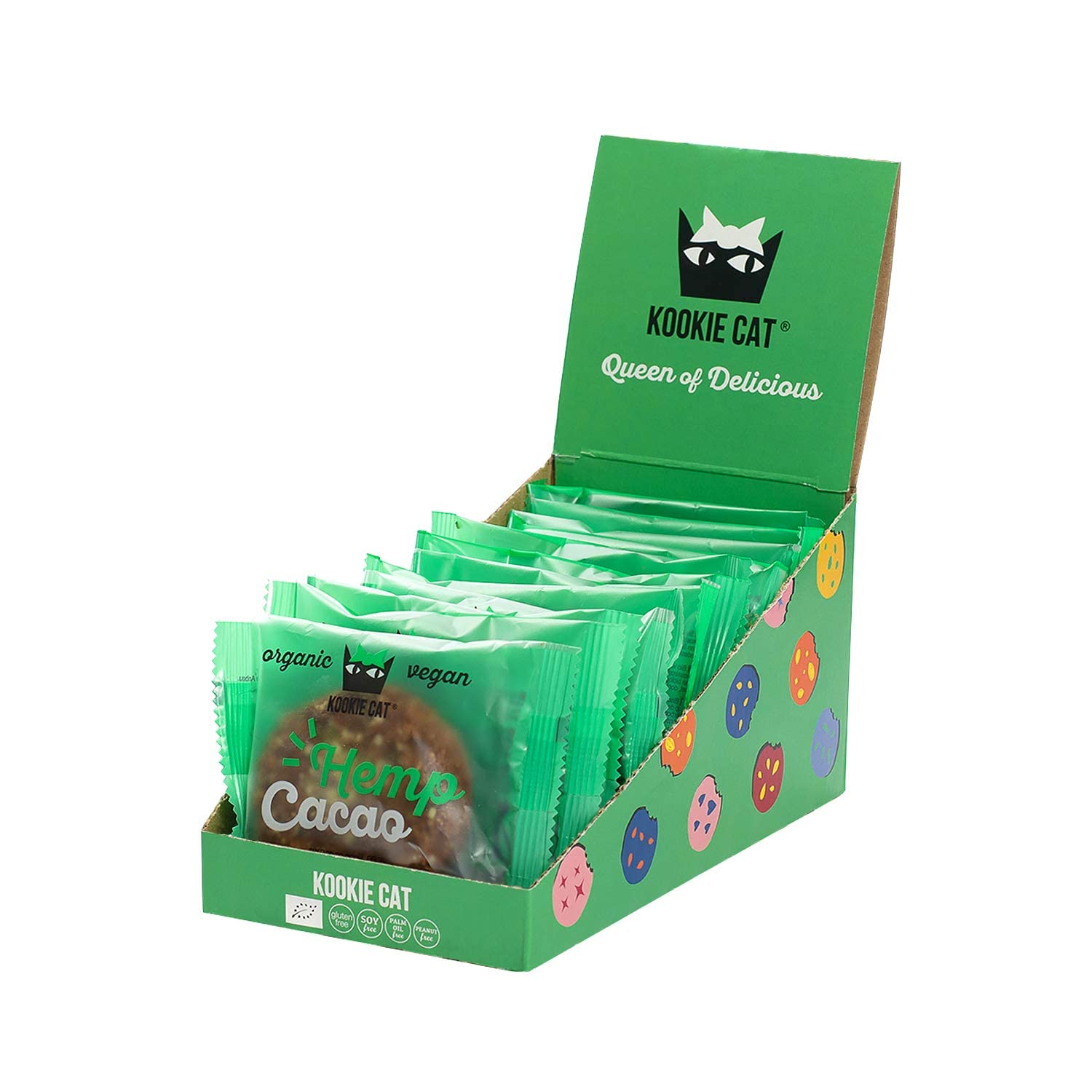 Kookie Cat Vanille Schokochip - Vegane Cookies Einzeln Verpackt, Glutenfrei, Sojafrei, Bio, Cashew & Hafer - 12 X 50g Multipack
