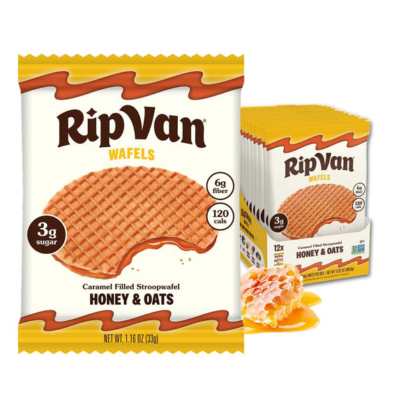 Rip Van Wafels Snickerdoodle Stroopwafels, Healthy Snacks, Non-GMO, Keto Friendly, Office Snacks, Low Sugar (3g), Low Calorie, 12 Pack