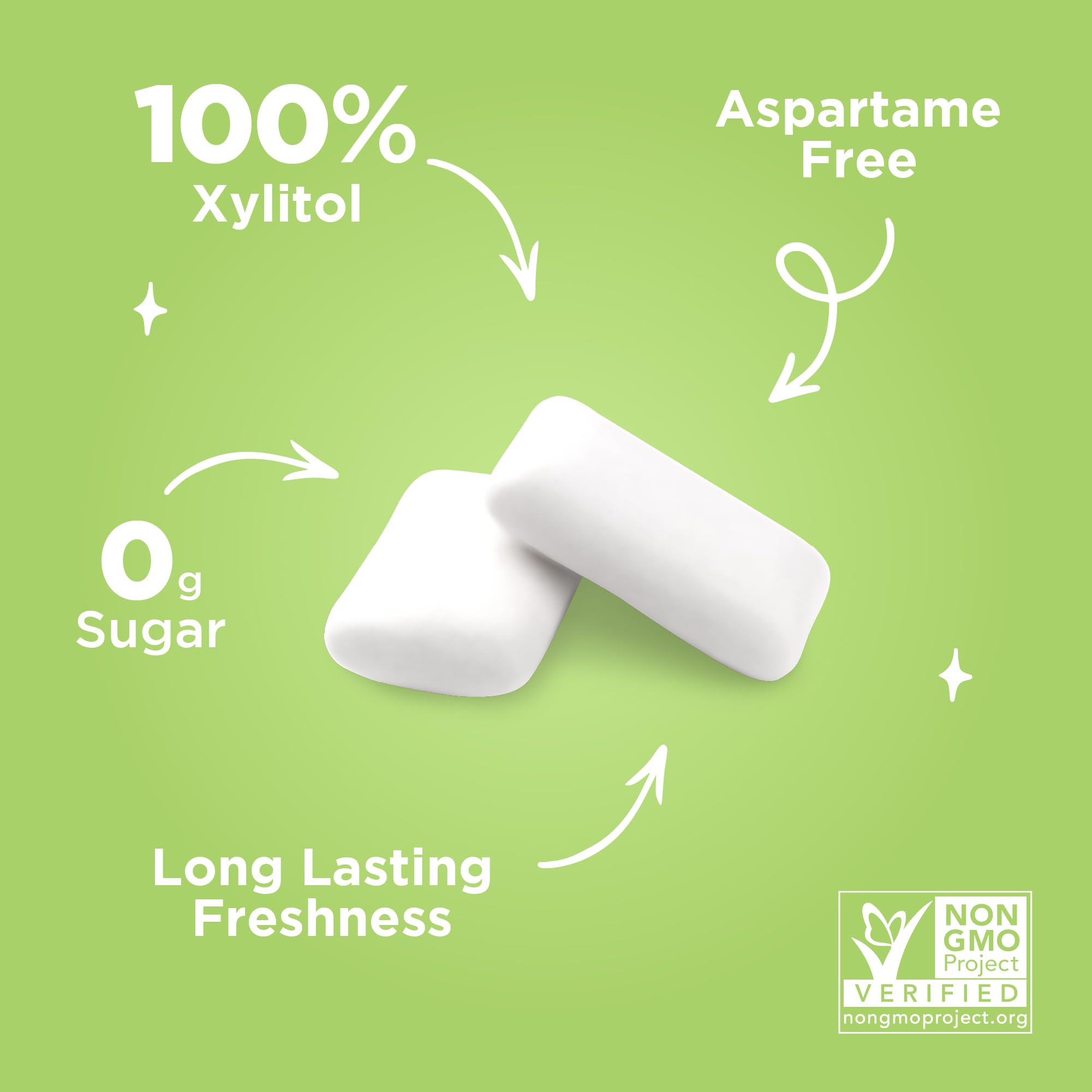 PUR Gum | Zuckerfreier Kaugummi | Mit Xylit | Vegan, Aspartamfrei & Glutenfrei | Natürlicher Kaugummi Mit Spearmint-Geschmack, 55 Stück (3er Pack)