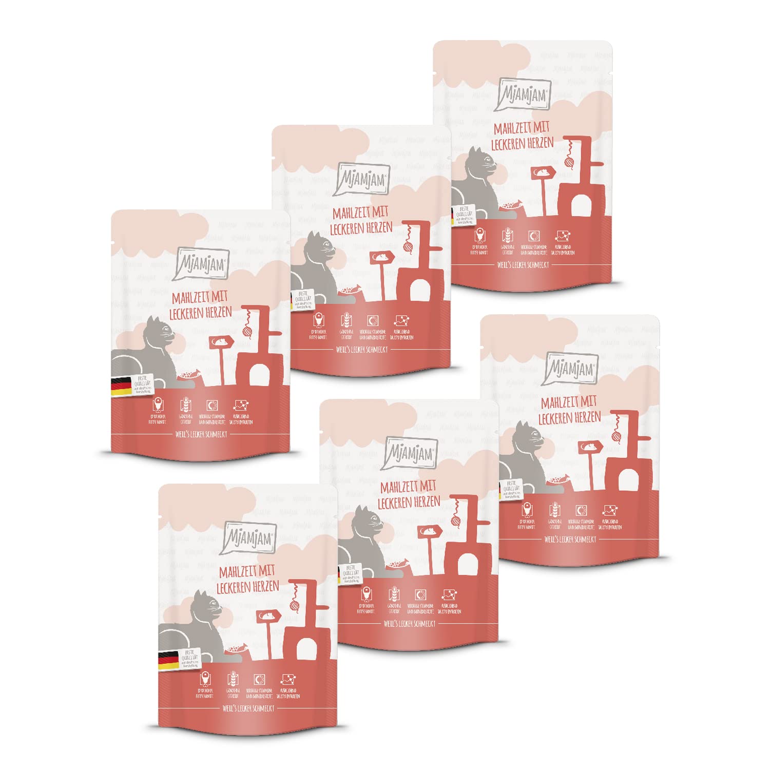 MjAMjAM - Premium Nassfutter für Katzen - saftiges Huhn an leckeren Möhrchen, 6er Pack (6 x 400 g), getreidefrei mit extra viel Fleisch