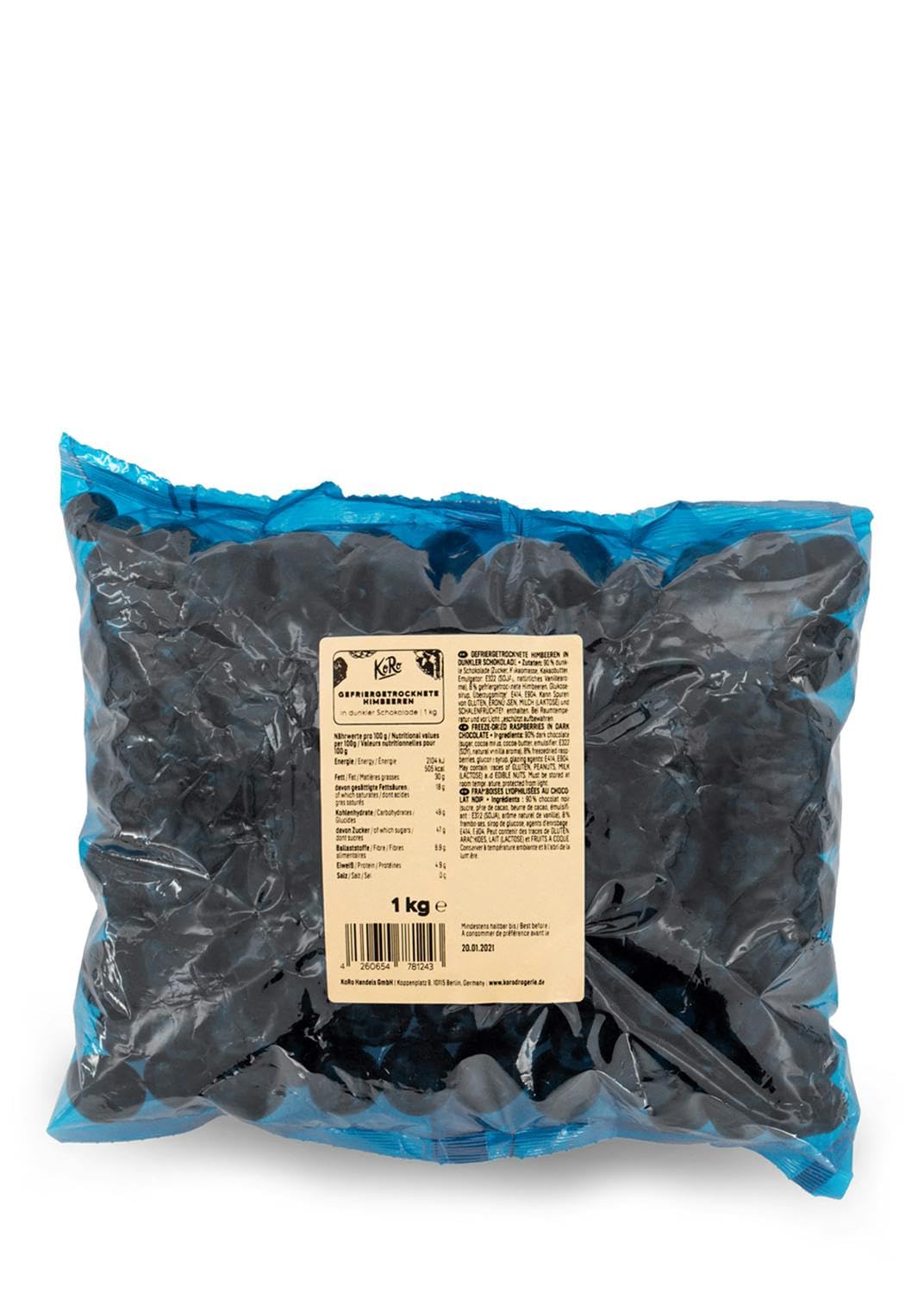 KoRo - Gefriergetrocknete Erdbeeren in Milchschokolade 1 kg - Knackig Fruchtig - Snack im Vorteilspack