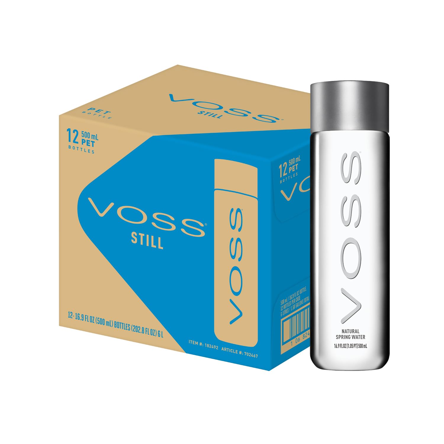 VOSS Premium Still Bottled Natural Water - BPA-Free - High Grade PET - Recyclable Plastic - Pure Drinking Water with Unique & Iconic Bottle Design - 24 Pack