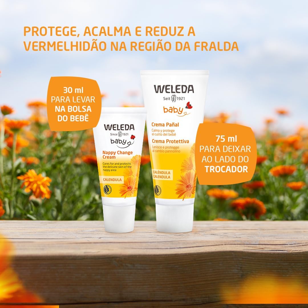 WELEDA Bio Baby Calendula Wundschutzcreme 75ml - Naturkosmetik Wundsalbe / Babycreme für den Schutz empfindlicher Baby Haut im Windelbereich. Hilft bei Rötungen, gereizter Haut und Wundsein